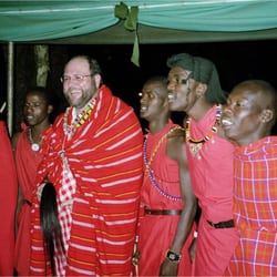 Safari Spots - Rick Galizio dancing with the Masai in Kenya.
