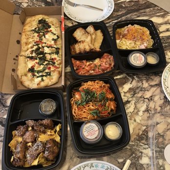 Scaddabush - Top left to bottom right: Sophia pizza, bruschetta fresca, spaghetti carbonara, bucco bites, seafood puttanesca spaghetti - Italian Near Me - Richmond Hill, Ontario Scaddabush - Top left to bottom right: Sophia pizza, bruschetta fresca, spaghetti carbonara, bucco bites, seafood puttanesca spaghetti - Italian Near Me - Richmond Hill, Ontario