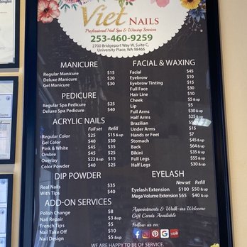 Viet Nails - Their menu with prices! - Nail Salons Near Me - University Place, Washington Viet Nails - Their menu with prices! - Nail Salons Near Me - University Place, Washington