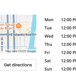 Hours that they are open on Yelp.