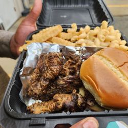 No Sauce Que - Brisket and wings fries and smoked Mac