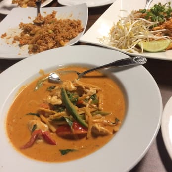 Siamese Basil Thai Restaurant - Our feast - chicken pad thai, red curry, shrimp spring rolls, and spicy basil fried rice - Thai Near Me - Norcross, Georgia Siamese Basil Thai Restaurant - Our feast - chicken pad thai, red curry, shrimp spring rolls, and spicy basil fried rice - Thai Near Me - Norcross, Georgia