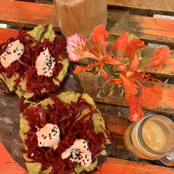 Raw Love - Avocado toast + Digestive Shot! - Vegan Near Me - Tulum, ROO