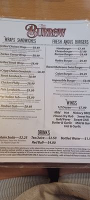 Menu photo 1 The Burrow Punxsutawney, PA Menu photo 1 The Burrow Punxsutawney, PA