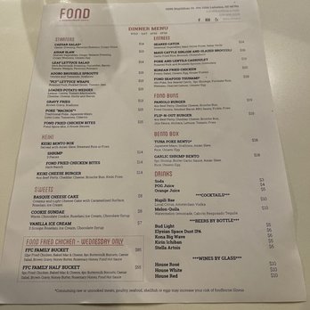 Fond - Everyday Menu - February 2023 - VN - Asian Fusion Near Me - Lahaina, Hawaii