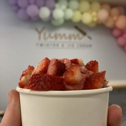 Yumm Twister & Ice Cream - Strawberry Gelato topped with fresh strawberries!