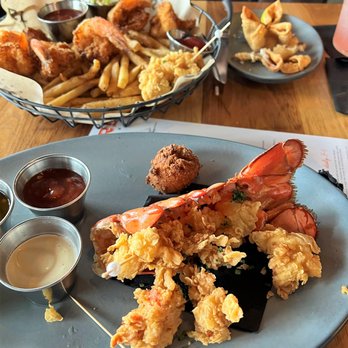 Pearl Tavern - Half Eaten Fried Lobster and Crispy Shrimp Platter - New American Near Me - Lee's Summit, Missouri