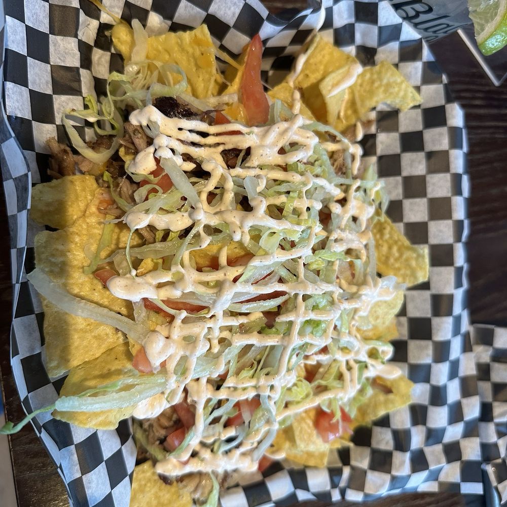 First Line Brewing - Carnitas that was very kindly made into nachos- taco Tuesday - Breweries Near Me - Orchard Park, New York