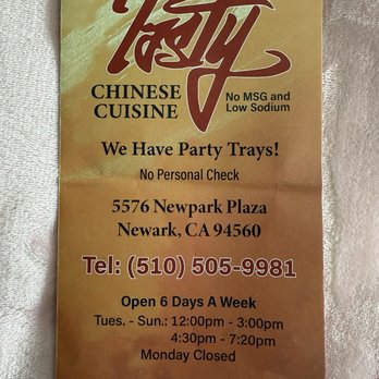 Tasty Chinese Kitchen - Menu as of 4/10/25 - Chinese Near Me - Newark, California