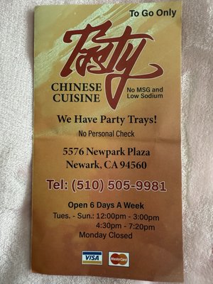 Menu photo 3 Tasty Chinese Kitchen Newark, CA