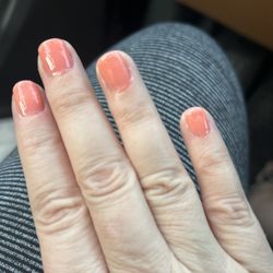 LUXX NAIL BAR - Old sticky nail polish, won't dry, that looks like a 5 year old painted it.