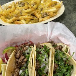 Carne asada fries and carne asada tacos Carne asada fries and carne asada tacos