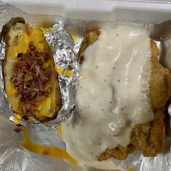 Jay Jay Cafe Mansfield - Chicken fried steak with loaded baked potato- pretty good - Desserts Near Me - Mansfield, Texas Jay Jay Cafe Mansfield - Chicken fried steak with loaded baked potato- pretty good - Desserts Near Me - Mansfield, Texas