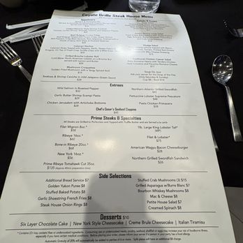 Coyote Grille - Menu (sorry for the shadow!) - American Near Me - Lemoore, California