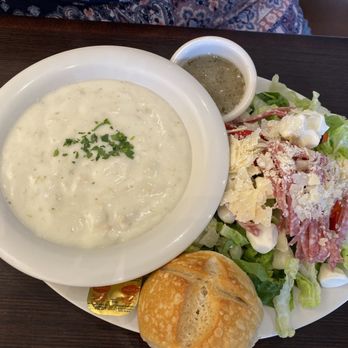 Boudin SF - Yummy clam chowder with Italian salad and a sourdough roll! - Bakeries Near Me - Sacramento, California