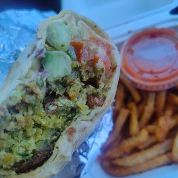 Spitz - ASU - Vegan wrap, fries and sauce (starts with a Bi think lol vegan option) - Mediterranean Near Me - Tempe, Arizona Spitz - ASU - Vegan wrap, fries and sauce (starts with a Bi think lol vegan option) - Mediterranean Near Me - Tempe, Arizona