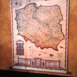 Grandpa's Cafe - A detailed map of Poland is displayed on one of the walls in the cafe.'