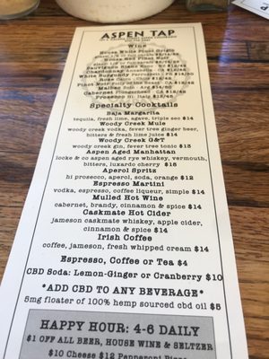 Menu photo 5 Aspen Tap Aspen, CO Menu photo 5 Aspen Tap Aspen, CO