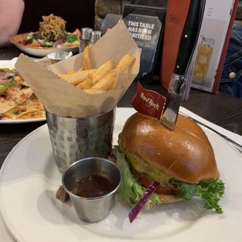 Hard Rock Cafe - Hard rock hamburger, french fries, and barbecue sauce - American Near Me - Ledyard, Connecticut