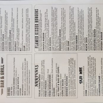 Chuck’s Bar and Grill - Sideways front of menu. - Burgers Near Me - Bulverde, Texas Chuck’s Bar and Grill - Sideways front of menu. - Burgers Near Me - Bulverde, Texas
