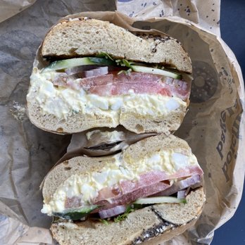 Boichik Bagels - Egg salad, sprout, tomato, cucumber, onion - Bagels Near Me - Berkeley, California