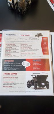 Menu photo 2 Model T Inn Bradford, PA