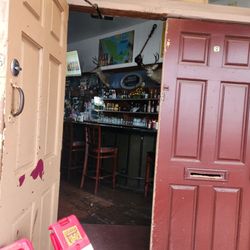 Castroville Inn Bar and grill - Construction zone outside,  sidewalks are closed