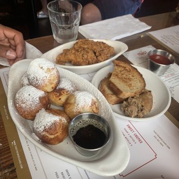 Toast - Aebleskivers, fried chicken and toast with a sampling of boudin - Breakfast & Brunch Near Me - New Orleans, Louisiana Toast - Aebleskivers, fried chicken and toast with a sampling of boudin - Breakfast & Brunch Near Me - New Orleans, Louisiana