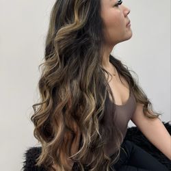 Dark to light balayage hair transformation