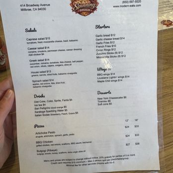 Modern Eats - Modern eats feat spinning dough - menu April 2026 - Pizza Near Me - Millbrae, California