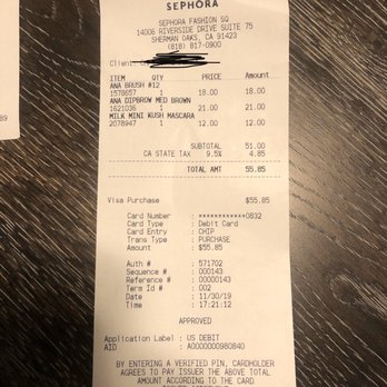 SEPHORA - Proof of me shopping with time and date . - Cosmetics & Beauty Supply Near Me - Sherman Oaks, California