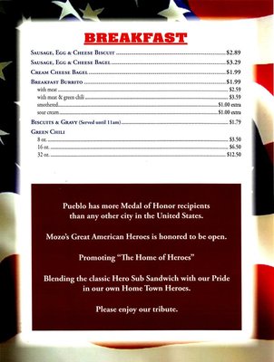 Menu photo 2 Mozo's Great American Heroes Pueblo, CO Menu photo 2 Mozo's Great American Heroes Pueblo, CO