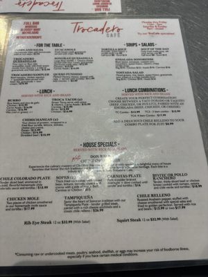 Menu photo 2 Trocadero Cafe Tucson, AZ