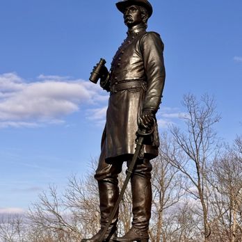 Little Round Top - 01.17.25 bronze figure of General Warren standing on the boulder where he stood on July 2. The statue was dedicated in 1888 - Landmarks & Historical Buildings Near Me - Gettysburg, Pennsylvania Little Round Top - 01.17.25 bronze figure of General Warren standing on the boulder where he stood on July 2. The statue was dedicated in 1888 - Landmarks & Historical Buildings Near Me - Gettysburg, Pennsylvania