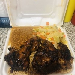 Skebo's Kitchen BBQ - Jerk chicken, rice and peas, cabbage, baked beans