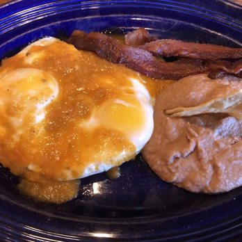 Los Tios Westheimer - Breakfast! Huevos Rancheros, the fried tortilla holds up and the added bacon is crispy. - Mexican Near Me - Houston, Texas Los Tios Westheimer - Breakfast! Huevos Rancheros, the fried tortilla holds up and the added bacon is crispy. - Mexican Near Me - Houston, Texas