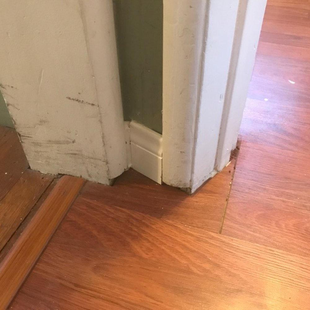 Mitch Stabile Handyman - Moulding cut too short, filled with caulk. - Handyman Near Me Mitch Stabile Handyman - Moulding cut too short, filled with caulk. - Handyman Near Me