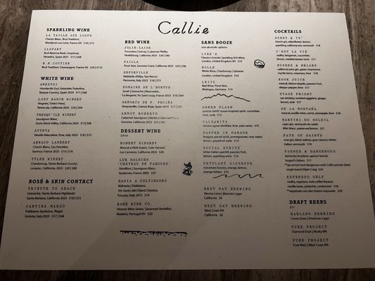 Menu photo 1 Callie San Diego, CA