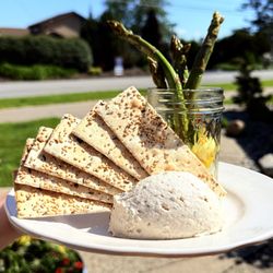 One of our appetizers - The Pickle Jar. Featuring smoked whitefish dip, seasonal pickled vegetables, and crackers. *pickles change