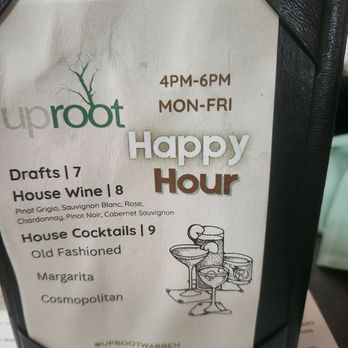 Uproot - Happy hour menu - New American Near Me - Warren, New Jersey Uproot - Happy hour menu - New American Near Me - Warren, New Jersey