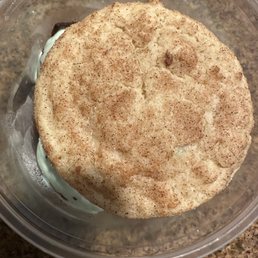 Snickerdoodle cookie with mint chip ice cream. Snickerdoodle cookie with mint chip ice cream.