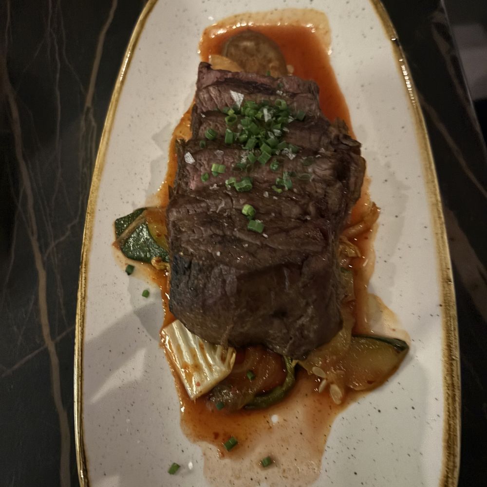Bae Korean Grill - Steak was small and overcooked.  We ordered a medium rare.  This more like medium or well done, - Korean Near Me - Hollywood, Florida