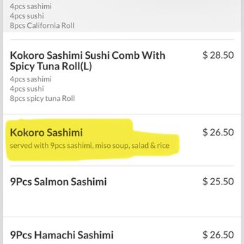 Kokoro Sushi - The screenshot of what I was attempting to order. - Sushi Bars Near Me - Salinas, California Kokoro Sushi - The screenshot of what I was attempting to order. - Sushi Bars Near Me - Salinas, California
