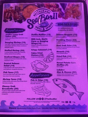 Menu photo 7 Sea Bar 2 Grill & Spirits Sicklerville, NJ Menu photo 7 Sea Bar 2 Grill & Spirits Sicklerville, NJ