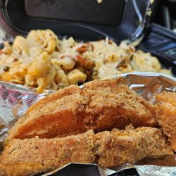 The Outside Kitchen - Fried Salmon and Crawfish smack and cheese