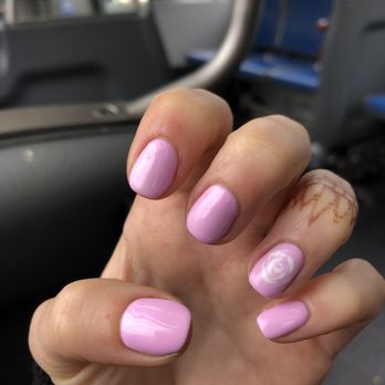 Nails On U - Gel mani with rose design - Nail Salons Near Me - Brooklyn, New York Nails On U - Gel mani with rose design - Nail Salons Near Me - Brooklyn, New York