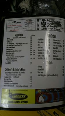 Menu photo 8 Tio's Backporch Restaurant Winona, TX Menu photo 8 Tio's Backporch Restaurant Winona, TX