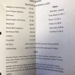 Menu with hours and buffet times Menu with hours and buffet times