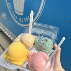 Isa’s Ice cream - Sorbet/ice cream flight (coffee, cookie Monster, strawberry, passionfruit sorbet)