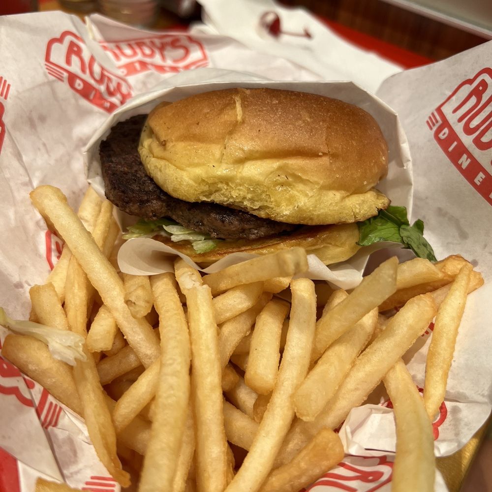 Ruby's Diner - Ruby Burger without Cheese - American Near Me - San Clemente, California Ruby's Diner - Ruby Burger without Cheese - American Near Me - San Clemente, California